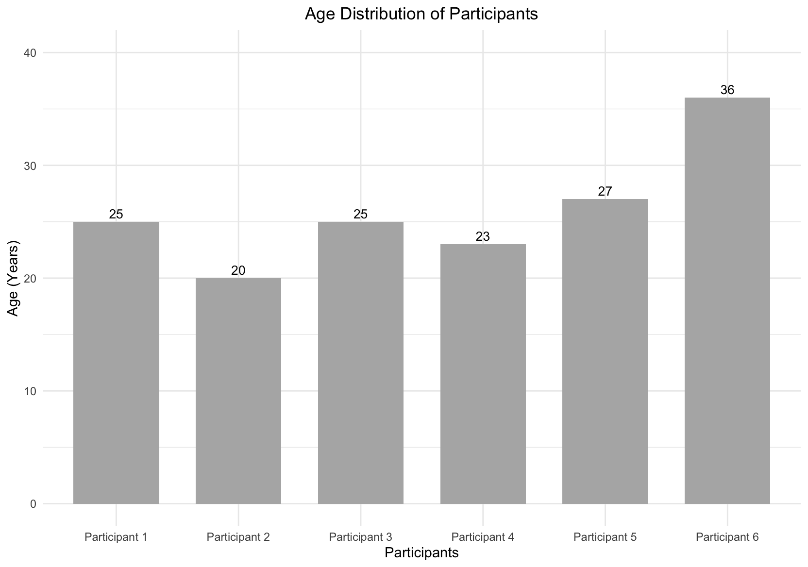 Graph of evaluated age distribution of participants