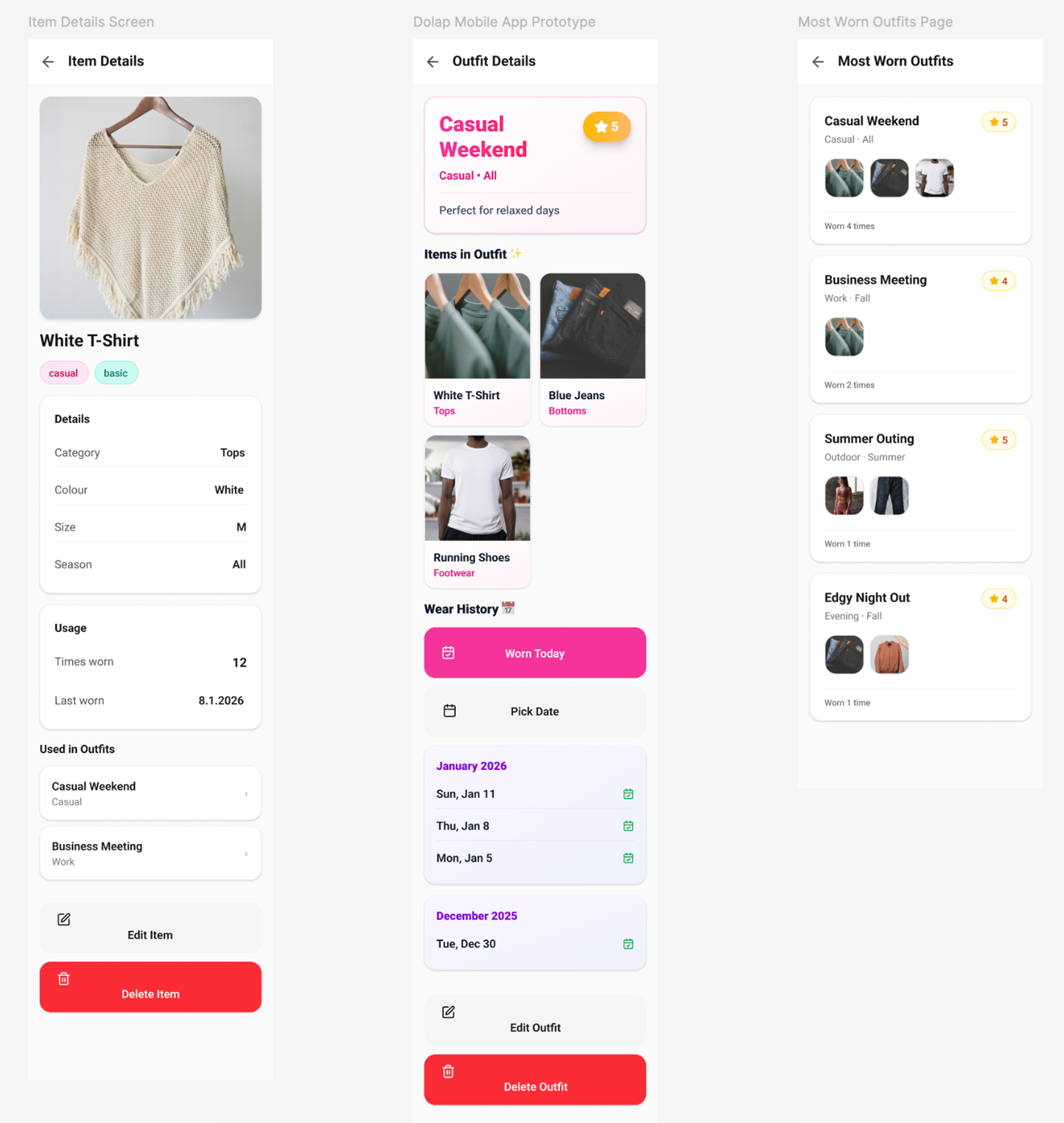 Dolap Hi-Fi Prototype – Outfit builder and insights